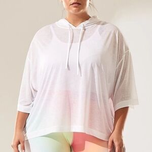 Athleta Vapor Hooded White Top, Size 2X